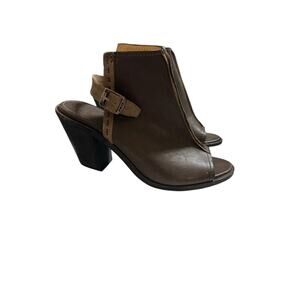 Frye Izzy Artisan Slingback Peep-Toe Brown Leather Bootie Mule Shoes Size 9.5